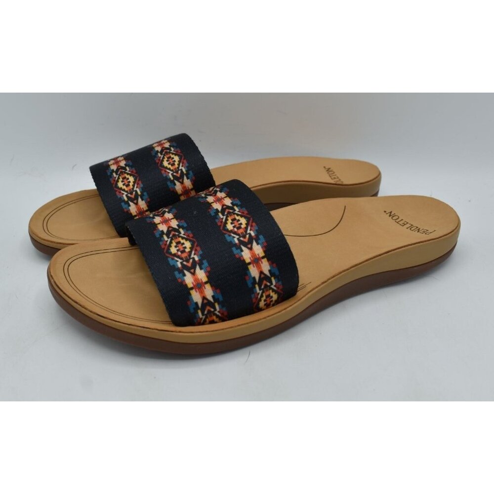 Pendleton‎ Womens Size 8 Carico Lake Black Tribal Slip On Slide Sandals Shoes
